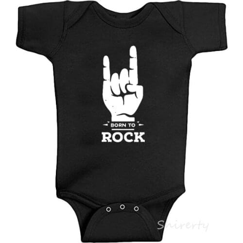 Funny Born To Rock Print Baby Bodysuit Cotton Short Sleeve Newborn Baby Boys Girls Clothes Newborn Summer Onesie Jumpsuit