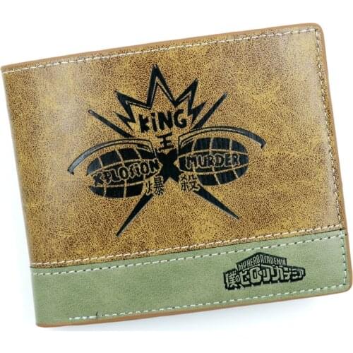 Anime My Hero Academia MidoriyaIzuku Khaki Leather Wallet Men Women Credit Card Holder Purse