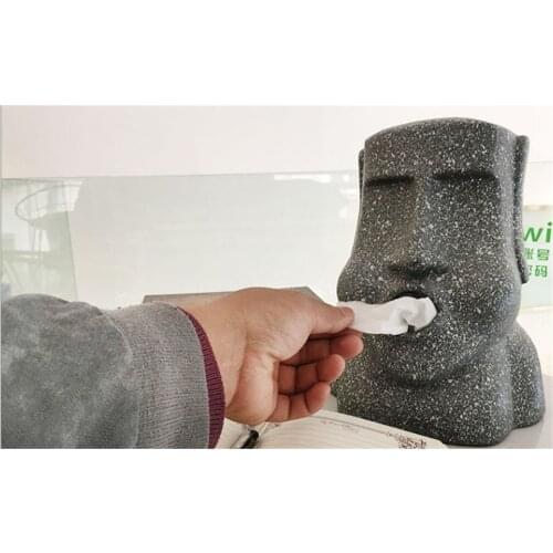Moai Stone paper towel box resurrection Island creative shape personality paper towel tube household car funny carton