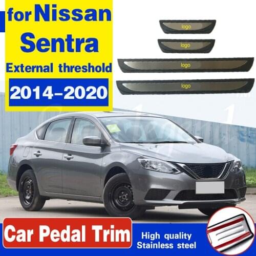 For Nissan Sentra Door Sill Trim Pedal Scuff Plates Strip Sticker Accessories Car Styling protector 2014-2020 2016 2017 2019