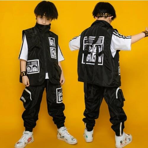 Boys Street Dance Practice Clothes Children Hip-Hop Clothing Jazz Dance Costumes Breaking Girls Performance Show Wear DQS5015