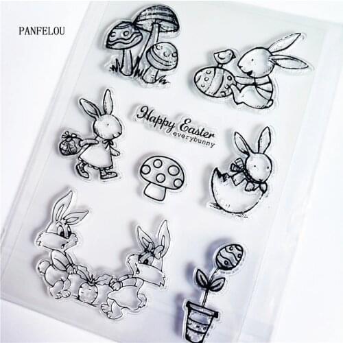 PANFELOU Mushroom forest rabbit Transparent Silicone Rubber Clear Stamps cartoon for Scrapbooking/DIY Easter wedding album