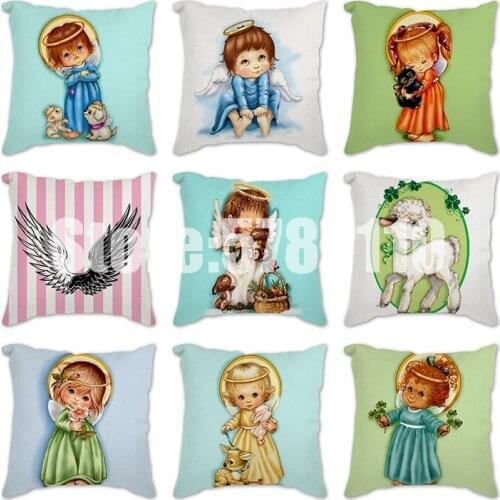 Colorful Angel baby Cushion Cover Nordic Style Home Cushion Decoration Cushion throw Linen Cotton For Sofa Bed Car Pillow Case