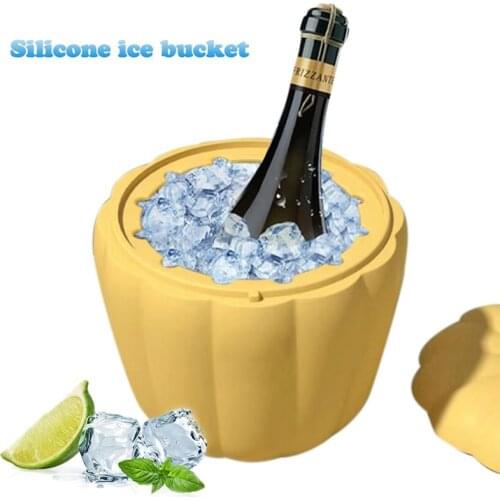 Silicone Pumpkin Ice Bucket Ice Tray Champagne Whiskey Beer Ice Cube Maker Portable Bucket With Lid Large Ice Bucket Beer Tools