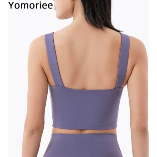 Sports Vest Female Deep U Back Fitness Yoga Bra Tank Women Push Up Solid Color Naked Feel Workout Training Crop Top Yomoriee