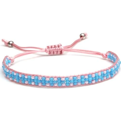 Boho Miyuki Glass Seed Beads Mini Cross Handmade Bracelet Women Men Pink Blue Red Grey Waxed String Triplex Row Beads Jewelry He