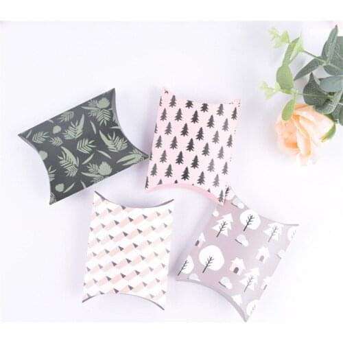 Fresh Tree Pattern Jewelry Box Wedding Party Event Candy Gifts Packaging Case Boxes Pillow Shaped Chocolate Cookies Holder Bags