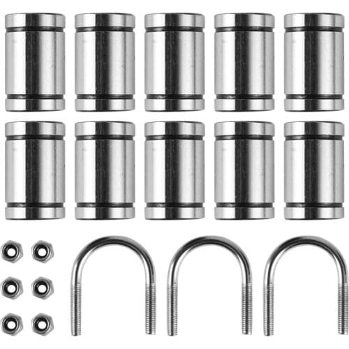 3pcs Stainless Steel U-bolts, 10pcs Linear Bearings LM 8MUU+ M3 Gasket Set for Prusa I3 Mk2/mk2s/mk3 3D Printers