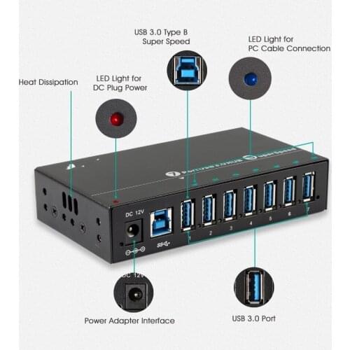 USB Hub 7 usb port Expander USB 3.0 Hub High Speed Multi USB Splitter 2.0 Hab 3 Hub 3.0 Multiple USB3.0 For PC