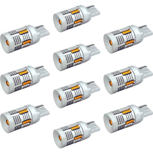 VANSSI 10pcs 9G24 T20 WY21W 7440 Bau15s PY21W 1156 BA15S P21W LED Car Turn Signal Light Bulbs Amber Yellow Canbus No Hyper Flash