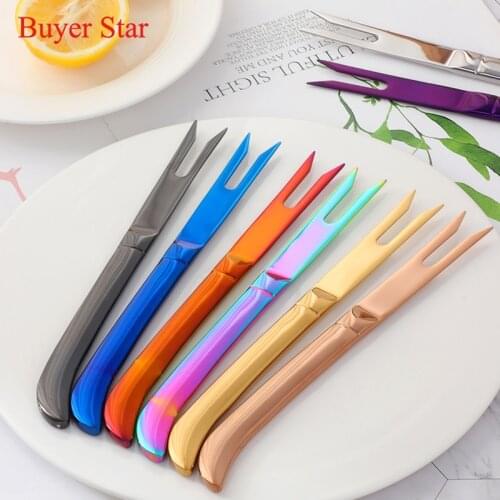 4pcs/set Stylish stainless steel fork food serving steak forks cake Salad Fork fruit forks metal tableware Thickened handle fork