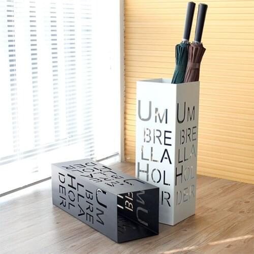 Waterproof Metal Umbrella Storage Holder Letter Hollow Elegant Umbrella Stand Rack Home Hotel Office Umbrellas Bucket WF