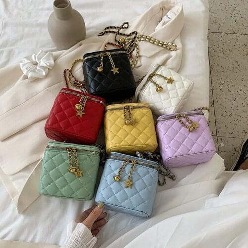 Xiaoxiangfeng Lingge chain bag womens bag 2021 new fashion Korean style Mini One Shoulder Messenger Bag