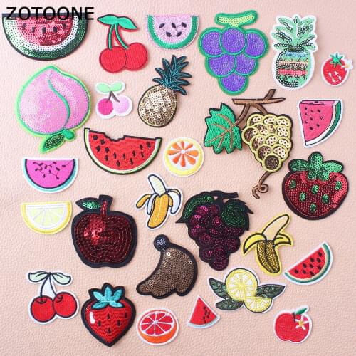 ZOTOONE Colorful Fruits Iron on Patches for Clothing Diy T-shirt Badges A-level Washable Application Embroidery Patch on Clothes