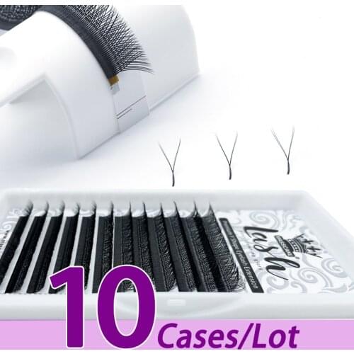 10case/lot Wholesale new fashionable YY type soft natural false eyelashes 8-15mm 100% hand made premade volume fans for beauty