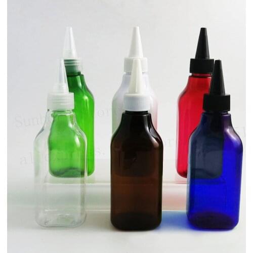 12PCS 200ML Travel Size PET Empty Lightweight Cream Containers Slanting Shoulder Shampoo Packing Bottle with Spout Cap