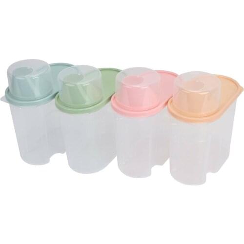 4pcs Large Capacity Airtight Dry Food Container Durable Cereal Storage Box 1.9L Food-safe And Hygienic