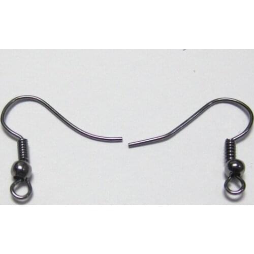 200 Gunmetal Earring Fish Hook Coil Earwire Ear Wire