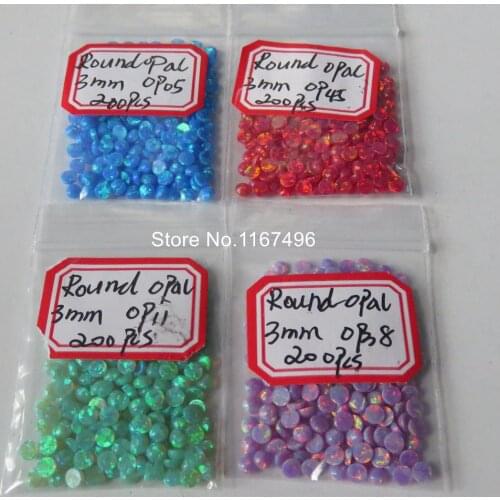200pcs/lot 3MM Round Opal Synthetic Round Pink Fire Opal Round Cabochon Opal Round Flat Bottom Opal