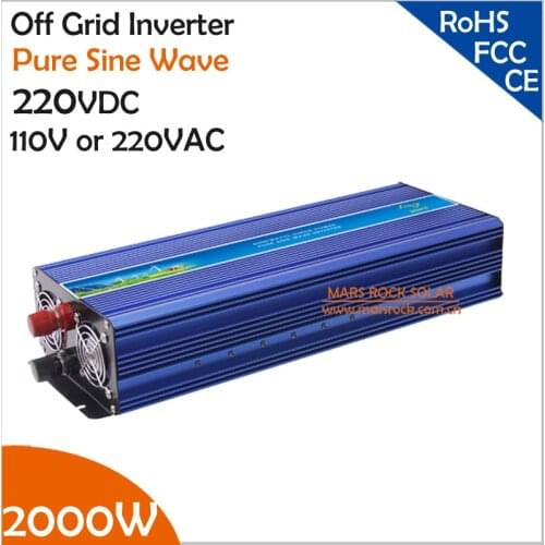 2000W 220VDC to 110V/220VAC Off Grid Pure Sine Wave Single Phase Solar or Wind Power Inverter, Surge Power 4000W