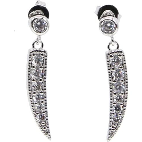 2018 sparking zirconia earring jewelry Silver plated Gold Color Ox Horn Stud Earring Ethnic Tribal Jewellery Gift for women