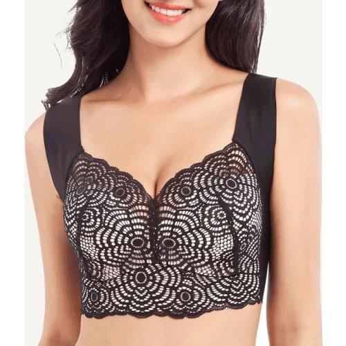 2021 Stretch Full-Figure Seamless Lace Cut-Out Bra Soft Seamless Sleep Sexy Lace Underwear Full Coverage Lace Plus Size Bra