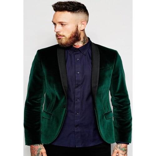 2021 Green Velvet Shawl Collar Groom Tuxedos Jacket Wedding Best Men Suits (Jacket+Pant) Costume Made Latest Coat Pant Design