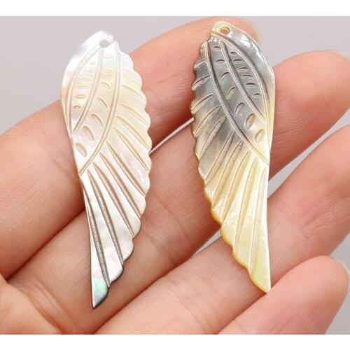 3PC Fashion Natural Shell Angel Wings Charms Black Mother of Pearl Shell Pendant for Women Necklace Earring Jewelry Making Gift