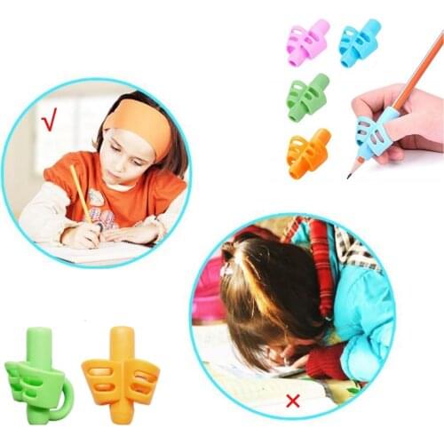 3Pcs Children Pen Aid Grip Posture Correction Writing Pencil Pen Holder Silicone Prevent Hunchback Kids Learning Practise Device
