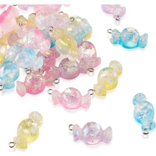 30pcs Candy Color Resin Pendants charms for DIY Jewelry Cute Pendants Necklace Bracelet Keychain Making findings