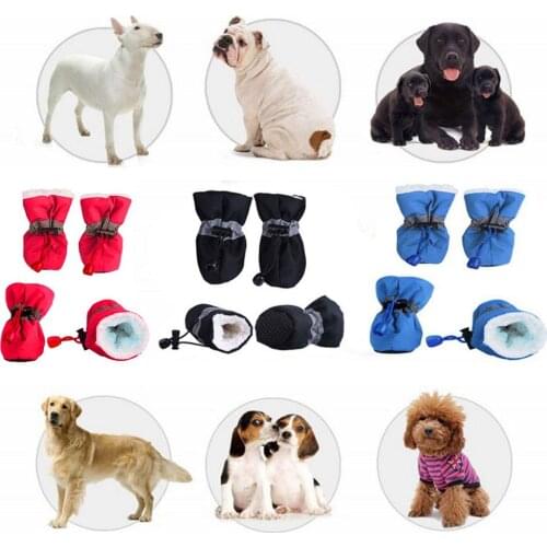 4pcs /set Pet Dogs Winter Shoes Non-slip Cat Foot Cover For Pet Winter Pet Dog Shoes Anti-slip Rain Snow Boots For Cats Dogs
