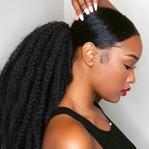 Afro Puff Marley Braids Hair Afro Frizzy Curly Ponytail Organic Hairpiece Synthetic Crochet Braids Hair Extensions Bulk