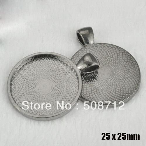 Free shipping!!! 100pcs 25mm Gun Black 1'' Round Pendant Trays,Cabochon Settings,Cameo Blanks,Glass Tiles