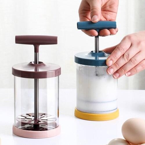 Household Manual Whisk Diy Egg White Milk Foam Mixer Cream Cake Whisk With Cup Lid Baking Accessories Kitchen Supplies