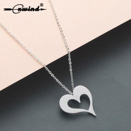 Cxwind Stainless Steel Heart Pendant Choker Necklace Fashion Chain Necklaces For Women Wedding Statement Choker Jewelry Gifts