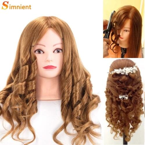 Mannequin Head With 65cmNatural 85% Human Hair For Practice Hairstyle Kappershoofd Hairdresser Doll Head For Hairstyles Training