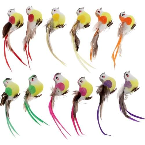 12PCS Artificial Foam Feathered Birds DIY Crafts Ornament Home Garden Decor
