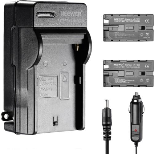 Neewer Li-ion Battery and Charger Kit for LED Light and Sony HandyCams,Nanguang,Polaroid Lights Using NP-F550/F570 Batteries