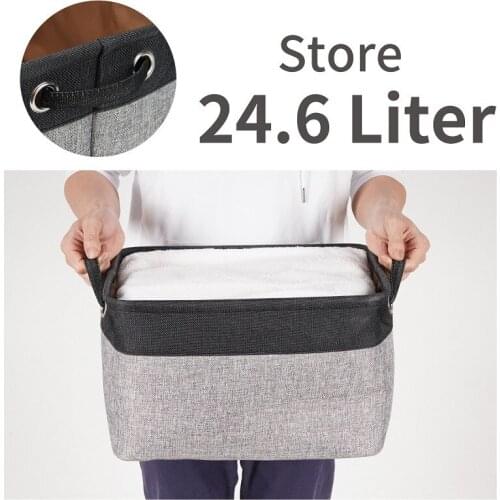24.6L laundry Basket Home Organizer Box Toy Storage Foldable Cotton Linen Household Tool 38*26*24cm