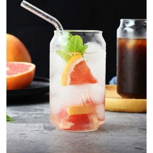 Creative Can Shape Tea Juice Milk Glass Cup Coffee Mug Wine Glass Drink Cup High Borosilicate Glass Drinkware Durable Drinkware