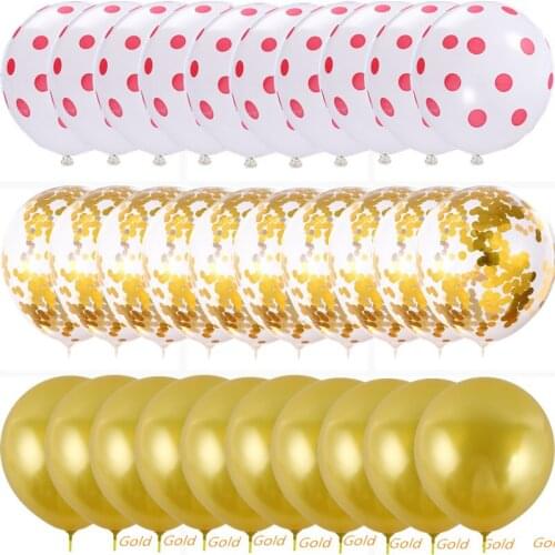 30pcs12 Inch Rose Gold Sequined Spot Latex Balloons Suitable for Wedding Decoration Birthday Party Baby Shower