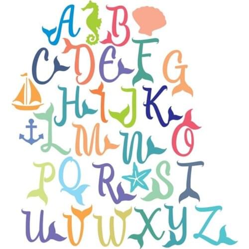 Ocean Fish Alphabet Metal Cutting Dies Stencil Scrapbooking DIY Album Stamp Paper Card Embossing Decoration Craft Drop Ship