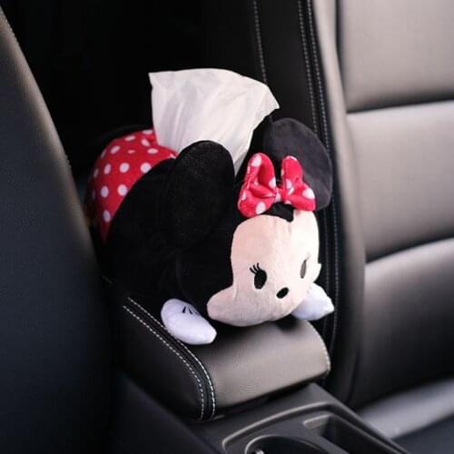 Mickey Mouse Minnie Mouse Stuffed Plush Toys Funny Cartoon Kawaii Car Tissue Plush Box Soft Plush Dolls Gifts for Children Girls