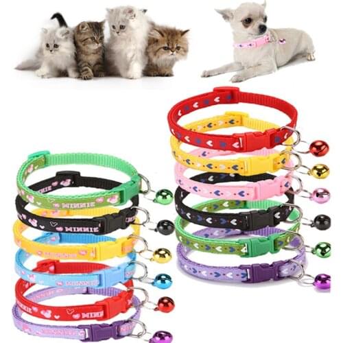 Cute Pet Dog Cat Collar Adjustable Buckles With Bell Cat Collar Pet Supplies Accessories for Small Dog Chihuahua Bulldogs