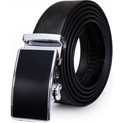 Barry.Wang Cowhide Belt for Men Black Leather Belt Designer Gold Buckle Square Automatic Buckle Belt Gift for Business Wedding