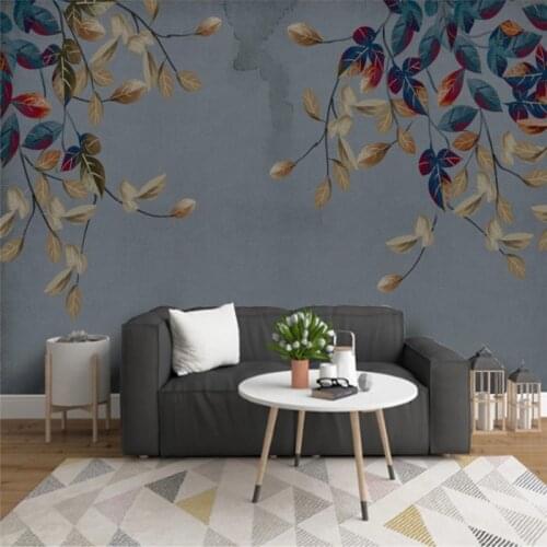 Custom Mural Wallpaper Hand Drawn Abstract Leaves Modern Minimalist Background Wall Painting