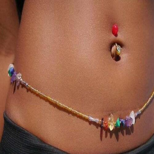 New Arrival Bikini Beach Waist Chain Ladies Sexy Natural Stone Glass Rice Beads Body Jewelry Factory Direct Cheap