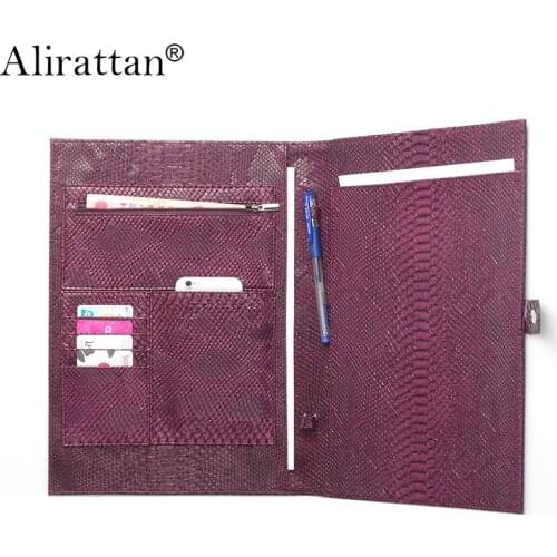 New Customized Folders File Laptop for Women Embrossed Python Crocodile Ostrich Leather Pouch Bag For Note Book Custom Name Ins