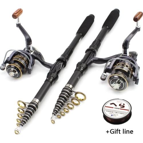 NEW Rod Reel Combos Spinning Fishing Rod and reel Travel Sea Carbon Telescopic Fishing Rod set support boat Pole pesca1.8m-3.0m