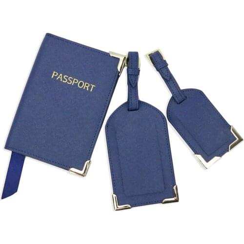 Monogrammed initial letters unisex saffiano leather passport holder luggage tags passport cover set travel accessorries